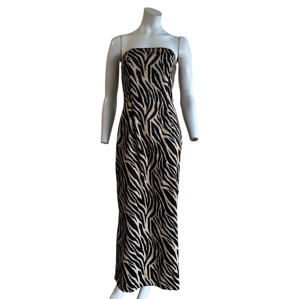 Vintage Y2K zebra animal print Gunne sax evening dress